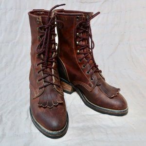 Durango Brown Leather Packer Lace Up Boots 7